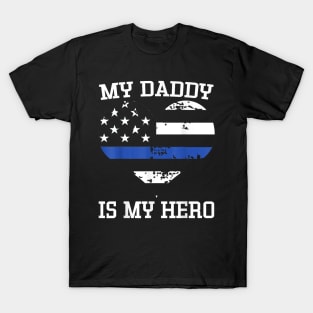 Thin Blue Line Heart Flag Police Officer Support T-Shirt